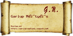 Gariup Mátyás névjegykártya